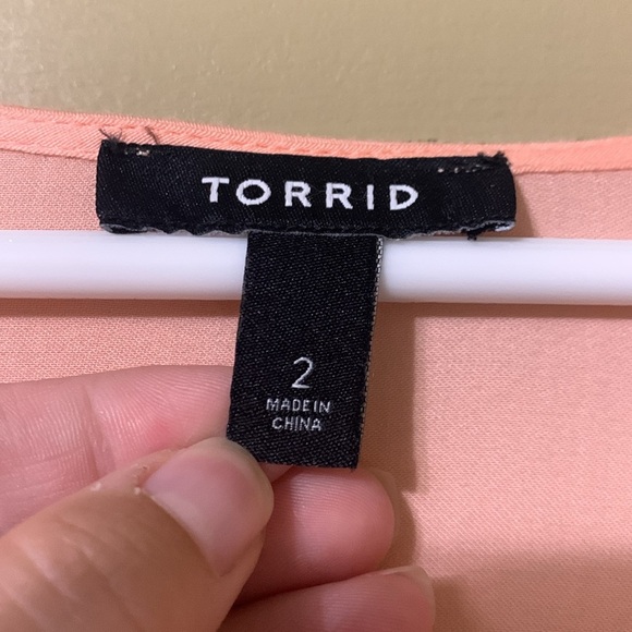 Torrid Coral Pink Ruffle Tunic Duster Sweater Cardigan Size 2X - Picture 6 of 8